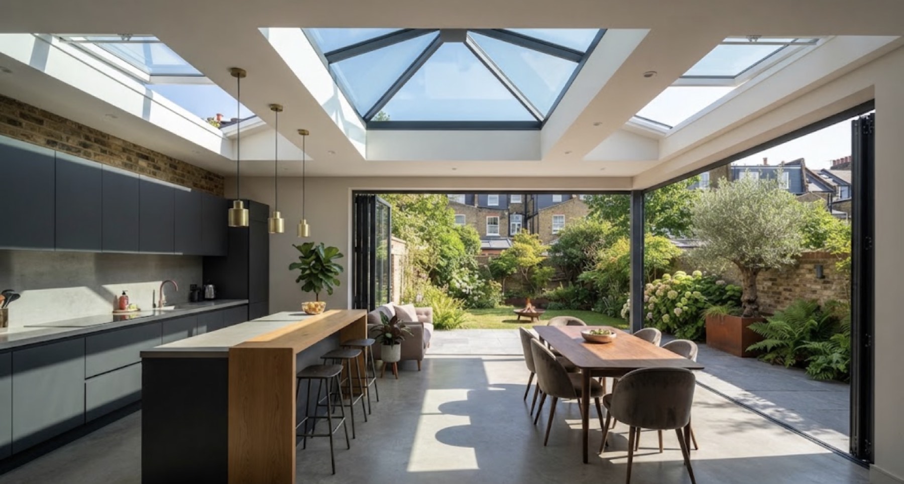 Kitchen extension with a roof lantern